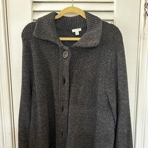 J.Jill Waffle-Knit Button-Front Cardigan Sweater - Size L